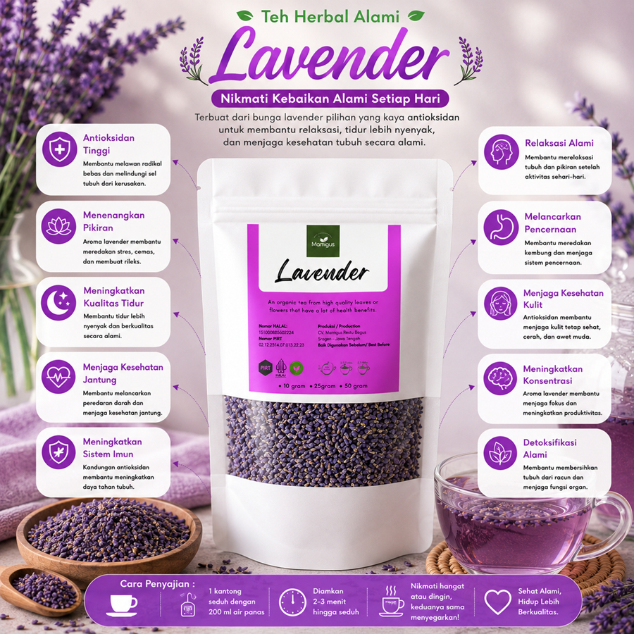 POUCH Teh Bunga Lavender / Lavender Tea / Teh Herbal / Teh Seduh
