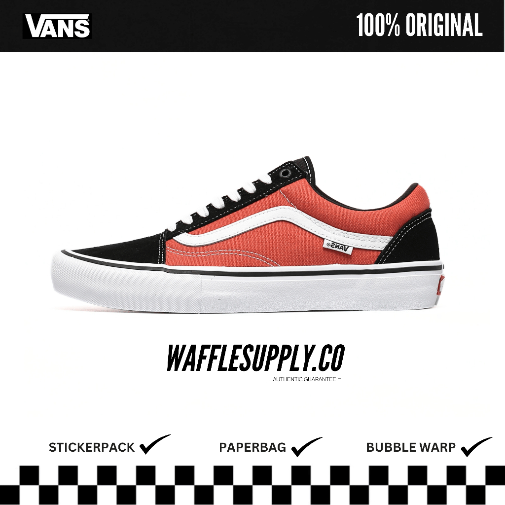 Vans Old Skool Pro Black Orange [RESMI] - 100% Original
