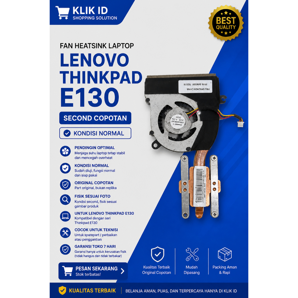 Fan Heatsink Lenovo ThinkPad E130 Original Copotan Normal Kipas Cooling Laptop