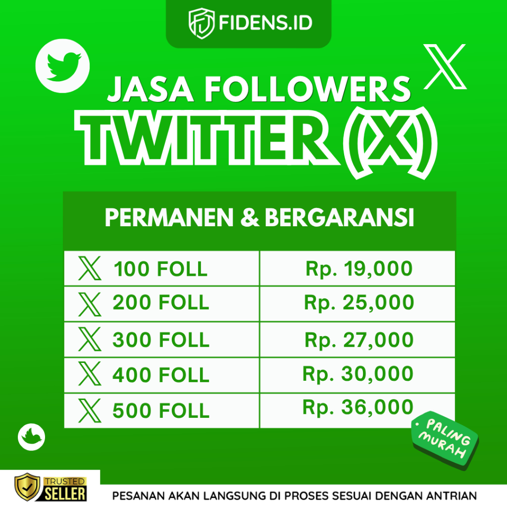 Jasa Follower Twitter X Permanen & Bergaransi ,MURAH