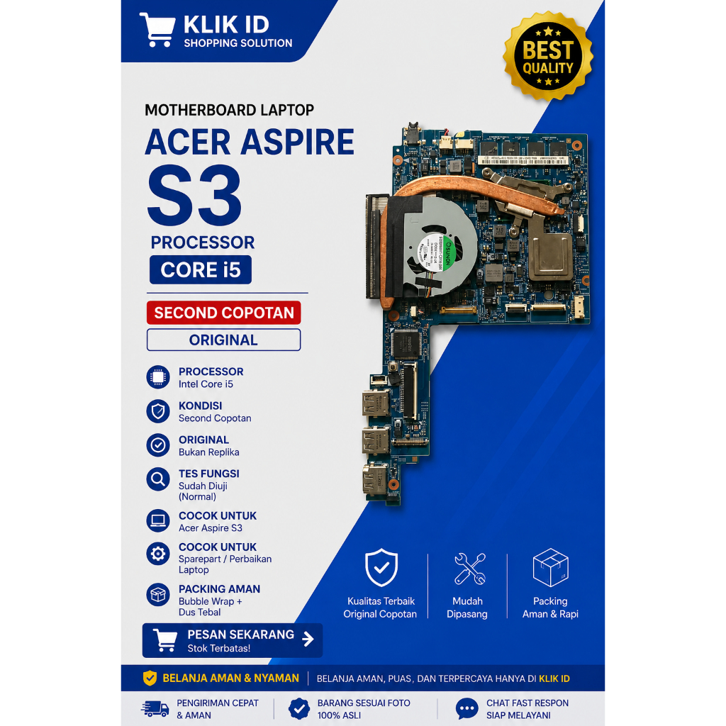 Motherboard Acer Aspire S3 Core i5 Laptop Second Copotan Mainboard