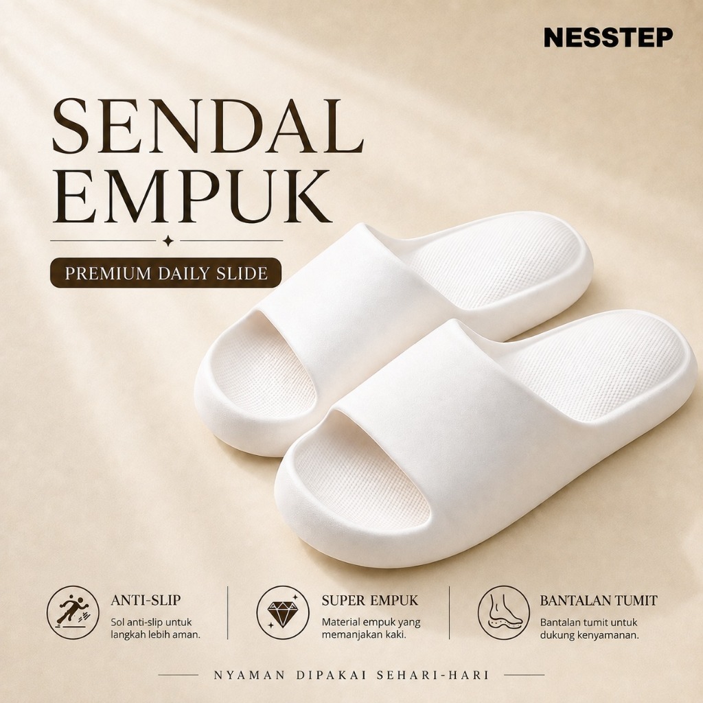 Sandal Slop EVA Premium Pria Wanita Super Empuk Anti Slip Tahan Air Sandal Slide Bantalan Tumit Nyam