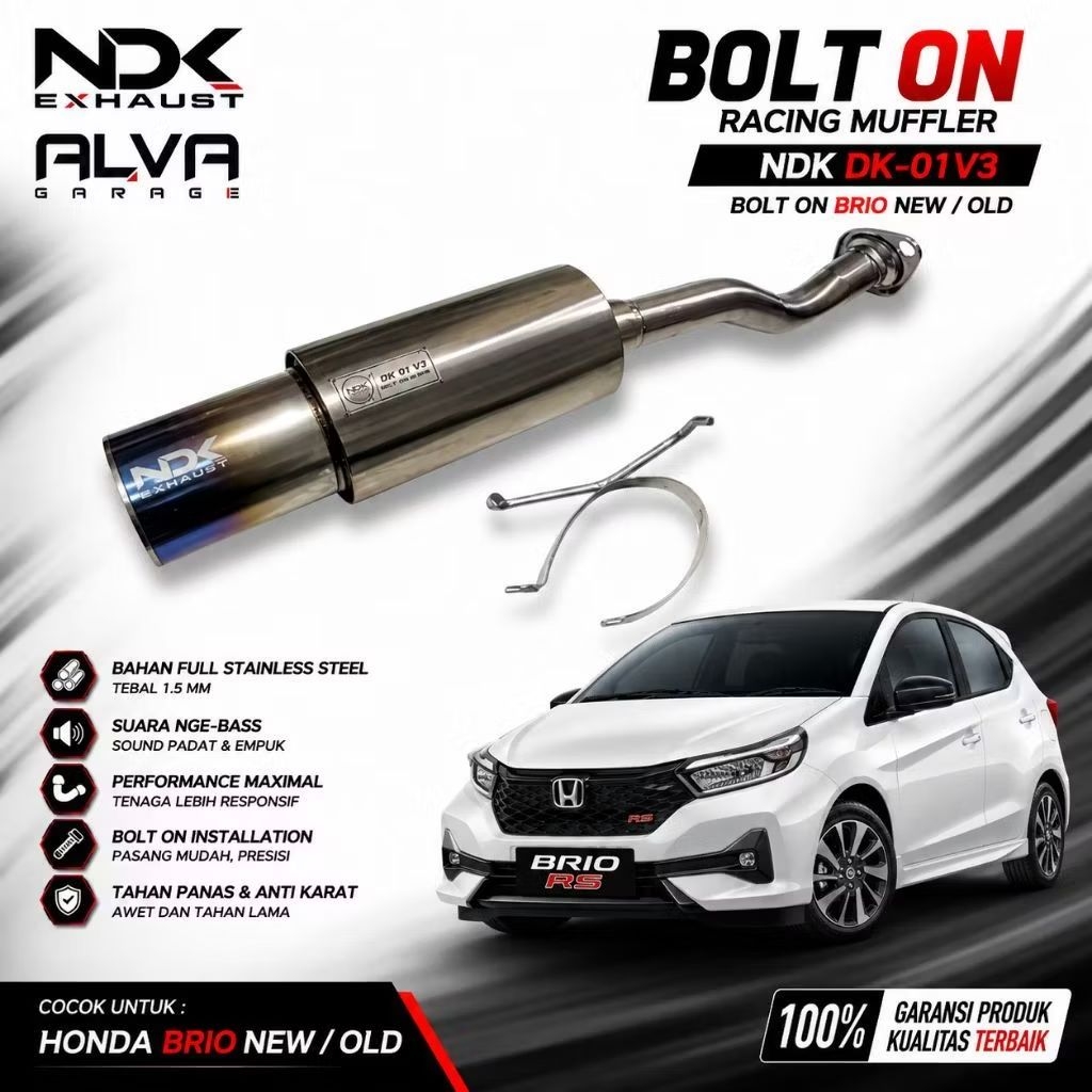 Knalpot Bolt On Brio New / Old Muffler DK01V3 Original NDK Exhaust Knalpot Mobil Racing Brio