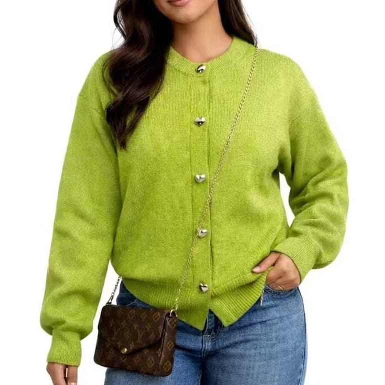 Cardigan Rajut Avocado Basic Atasan Wanita Kancing Love