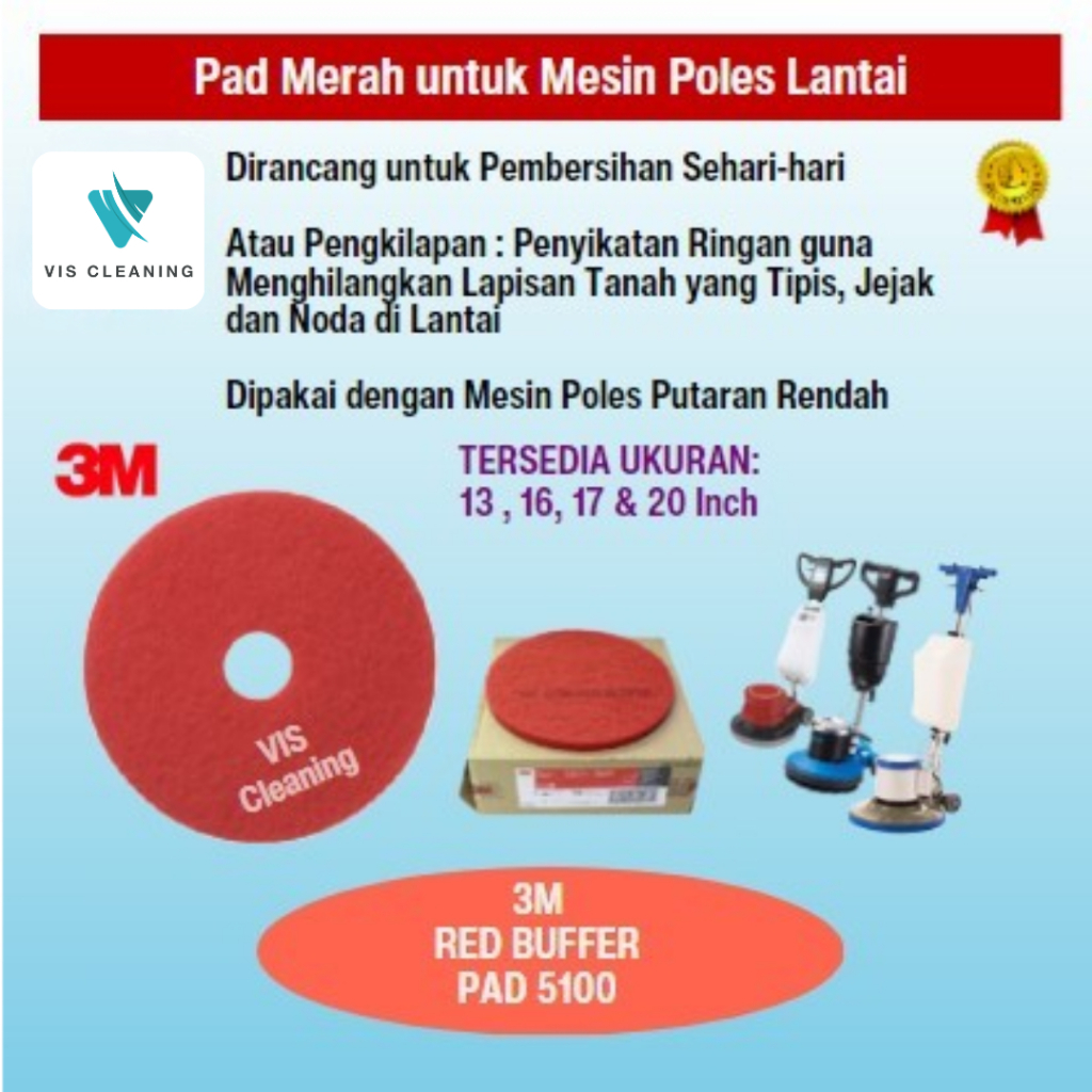 Floor Pad / Spoon Pad Polisher Merk 3M Merah 16” (1 box isi 5 )