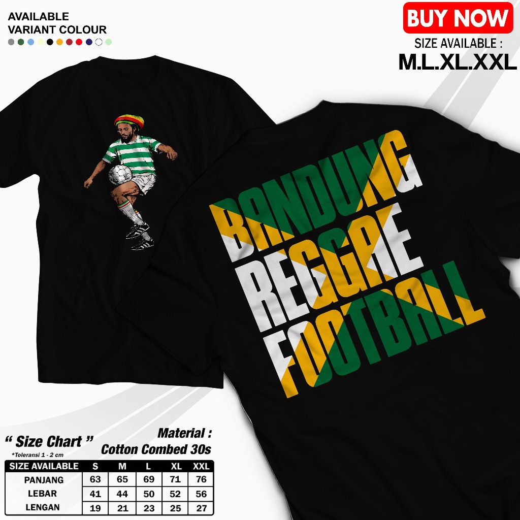 Kaos BANDUNG REGGAE FOOTBALL Kaos Football Reggae