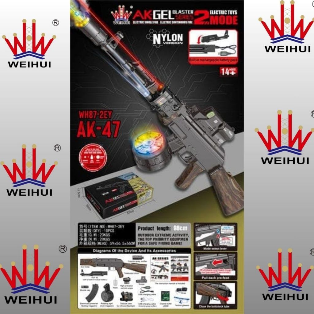 AK47  WEIHUI SERIES 2 MAINAN VIRAL BISA BUNYI INFRA RED GUN LAMPU ASAP STOK TERBATAS