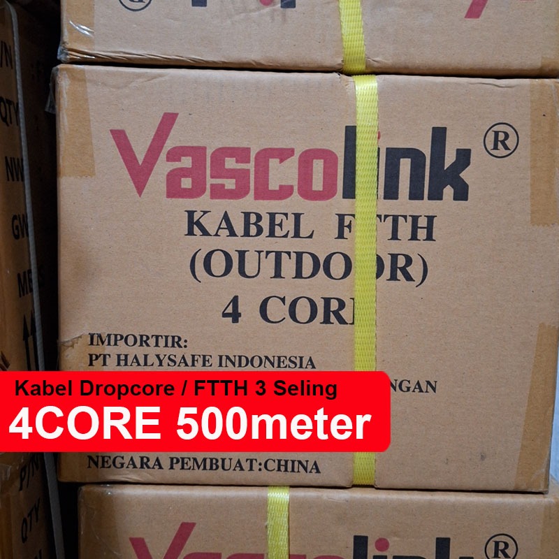 Kabel Fiber Optic Drop Wire Vascolink FTTH 4 core - 1 Roll 500 meter