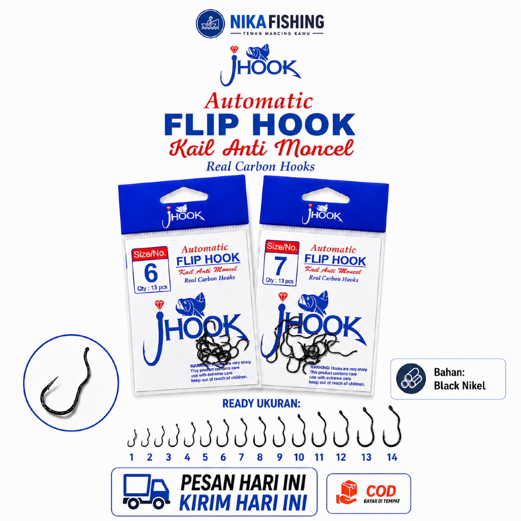 Mata Kail Pancing Jhook Auto Flip Hook Otomatis Anti Mocel isi 10-13pcs Automatic Fliphook