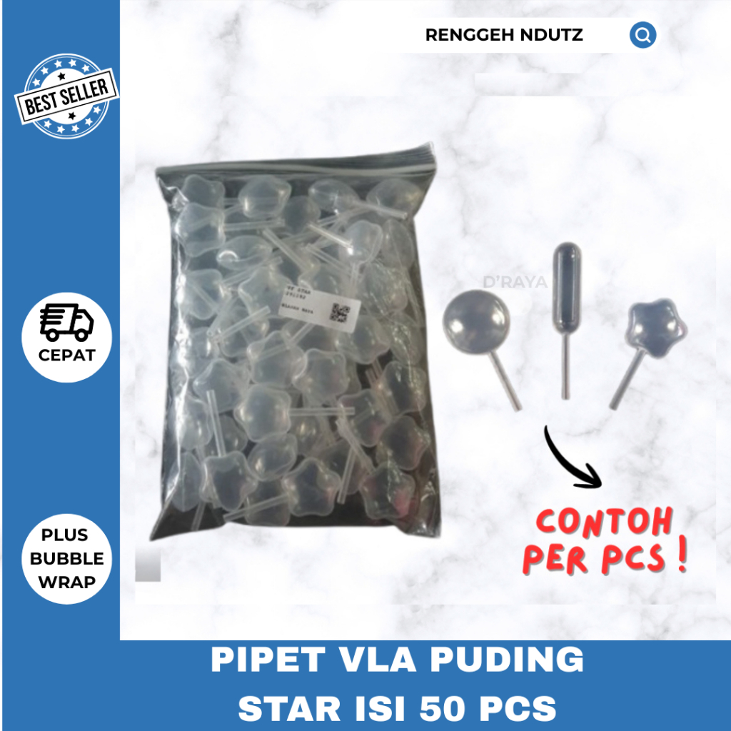 Pipet Vla Puding (isi 50pcs) / Pipet Untuk Aneka Jenis Selai Saos Kecap Vla Pipet Vla Isi 50pcs Tete
