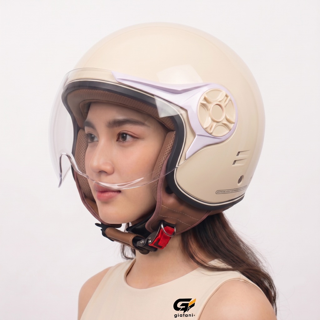 Helm Bogo MLA JP Hijab | Cream Kaca Pilot | Helm Premium Untuk Pria Dan WanIta [CLIK HELMET]
