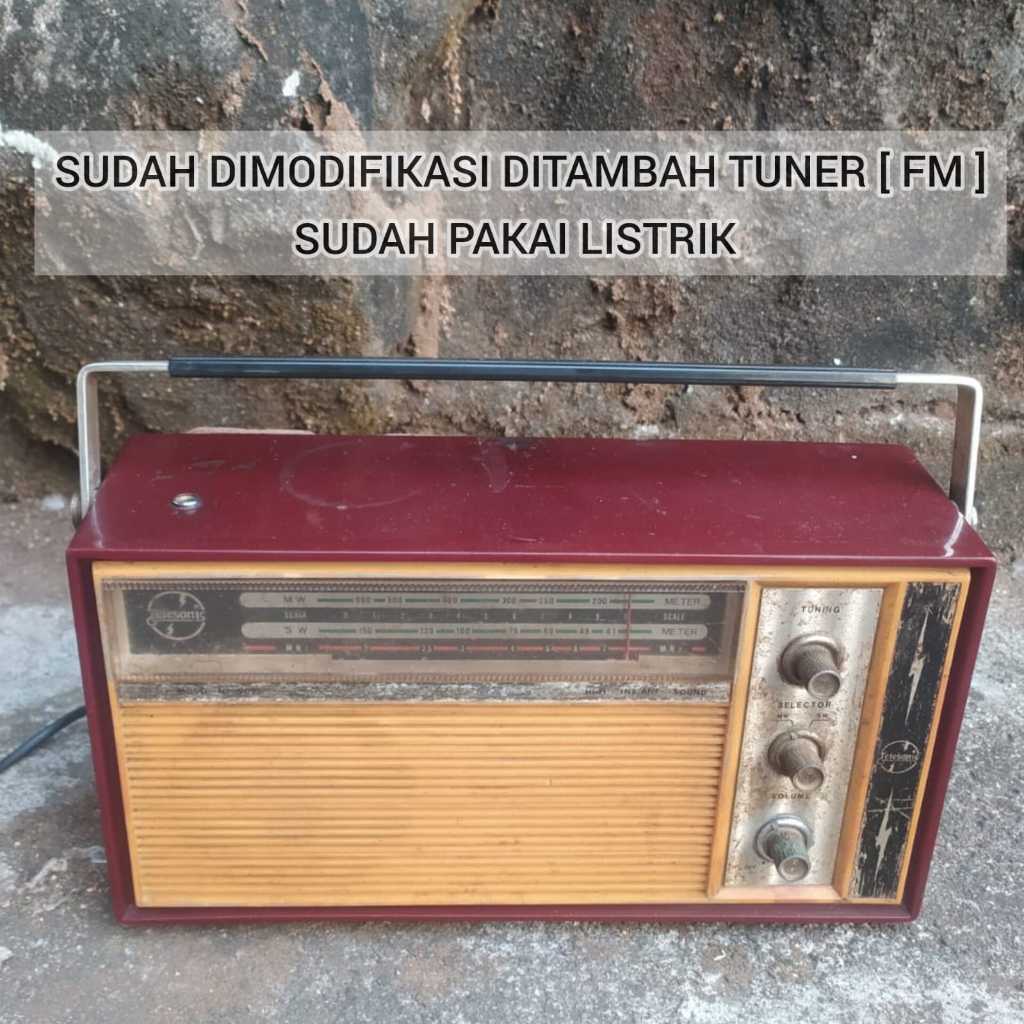 [ KONDISI NYALA ] RADIO JADUL MERK TELESONIC TAHUN 70AN SUDAH DIMODIFIKASI PAKAI TUNER [ FM ]