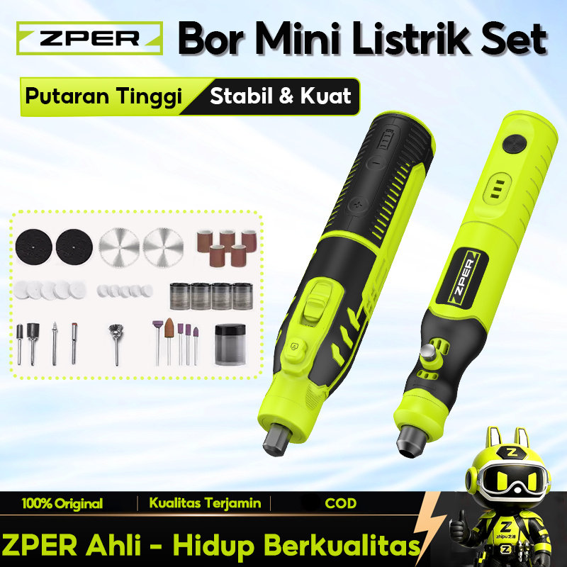 ZPER Bor Mini Listrik Set Lengkap Bor Portable Gerinda Listrik Grinder Alat Ukir Elektrik Mini Mesin