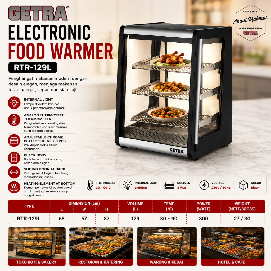FOOD SHOWCASE WARMER RTR-129L | GETRA