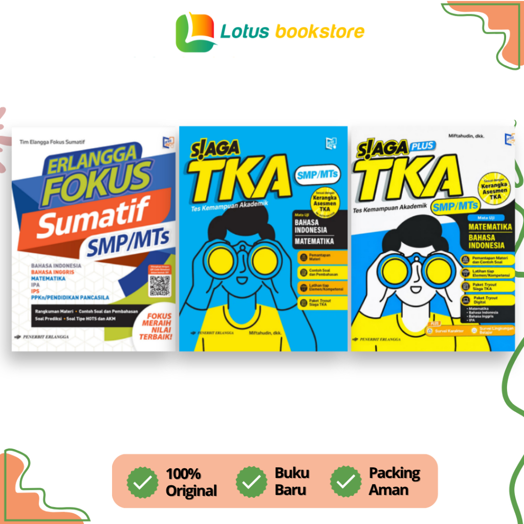 Siaga TKA &  Fokus Sumatif SMP/MTs - Persiapan Ujian Kelas 9 - Buku Erlangga Original