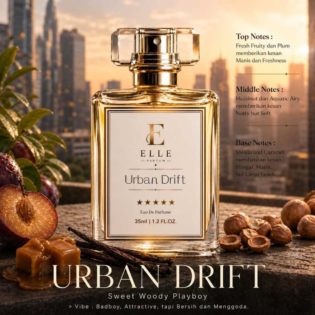 Parfum Pria Tahan Lama ELLE Urban Drift 35ml - Sweet Woody Fresh | Wangi Badboy Clean & Elegant