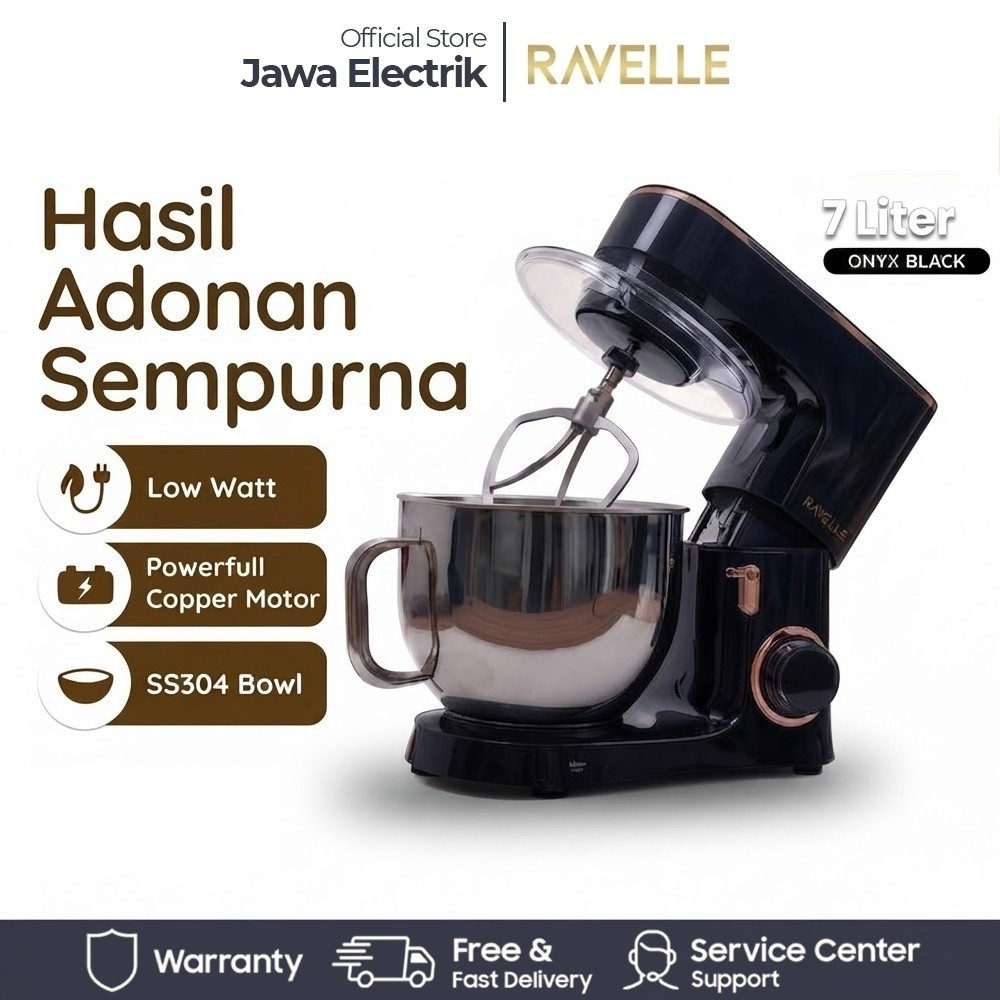 Ravelle Stand Mixer 7L Premium Imperial Electric Mixer - Pengaduk Adonan Roti dan Kue - Hitam