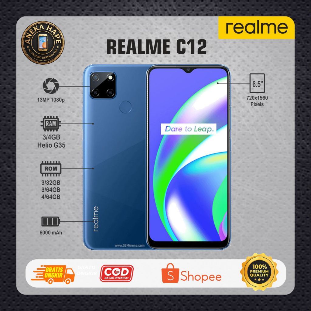 HP REALME C12 Second normal siap pakai RAM 3/32GB RAM 4/64GB