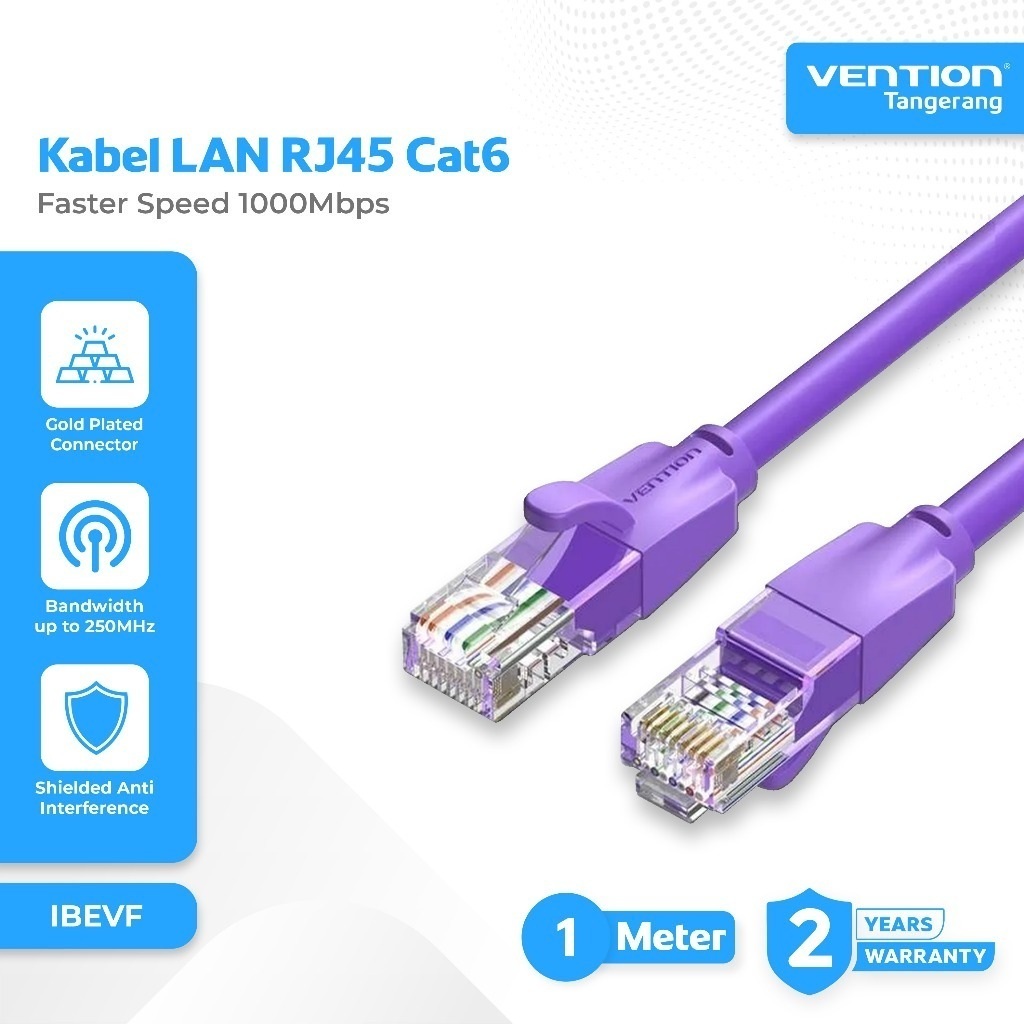 VENTION IBEVF Kabel LAN RJ45 CAT6 CAT 6 1M 1 Meter UTP Gigabit Ethernet UTP 1000Mbps Patch Cable Pur