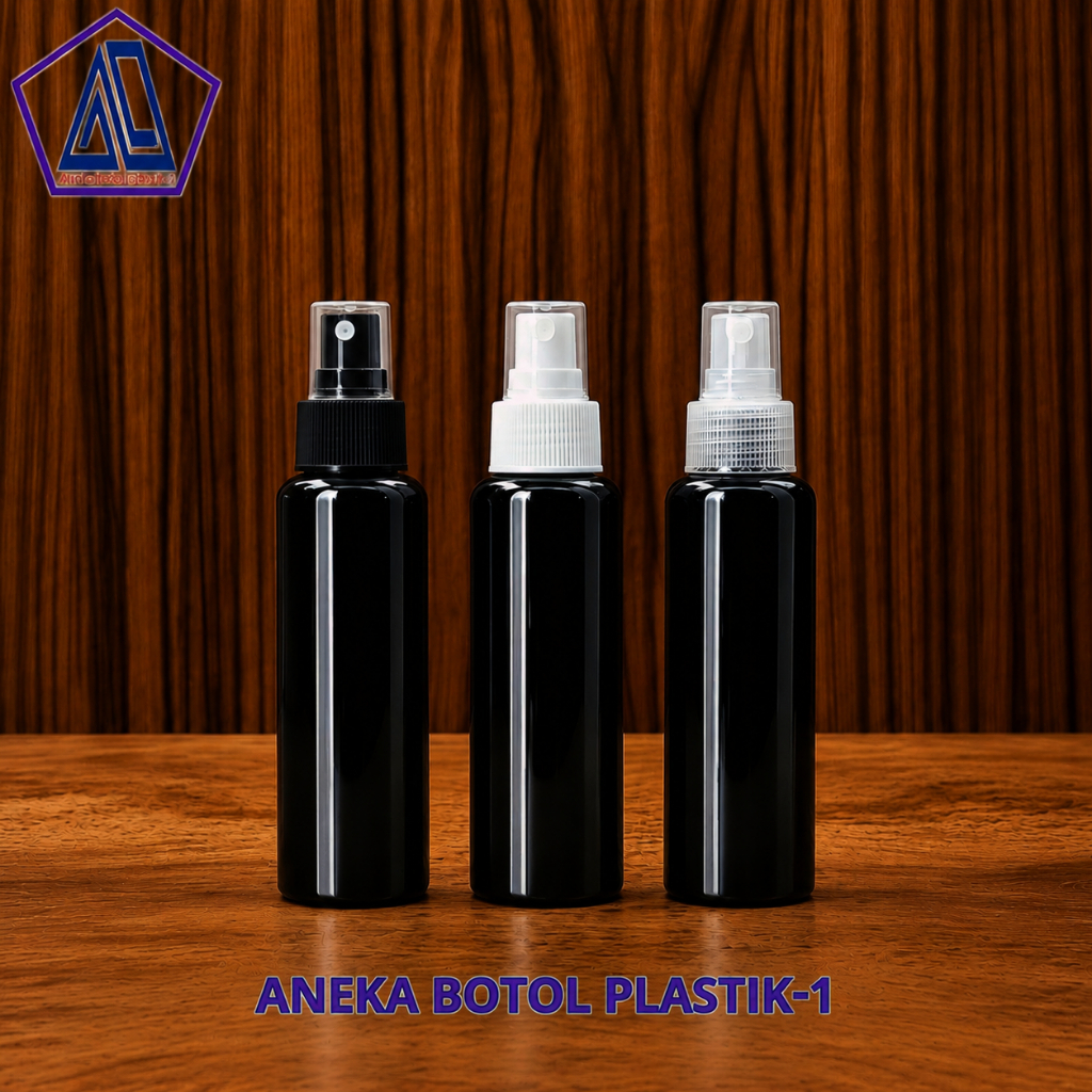 Botol Plastik 100ml BR Tutup Spray / Botol Spray 100 ml Hitam Neck 24 / Pet Plastik BR Tebal