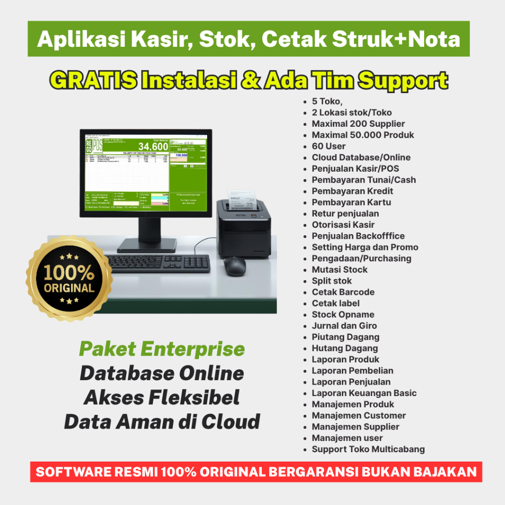 Software Kasir Toko RegoPOS Paket Enterprise Multi Toko Database Online untuk Komputer Win