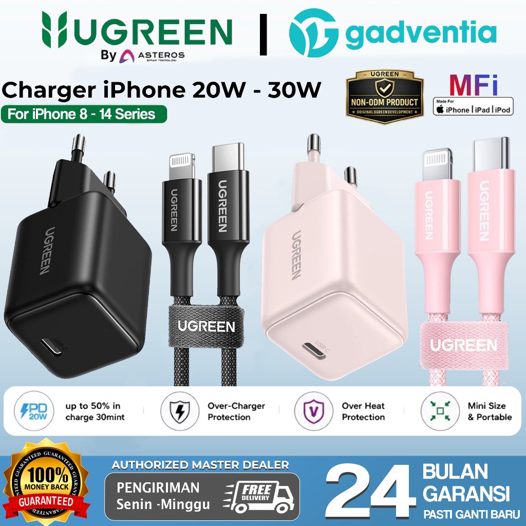 UGREEN Charger MFI For iPhone 11 12 13 14 Pro Pro Max PD Type C to Lightning Fast Charging 20W 30W