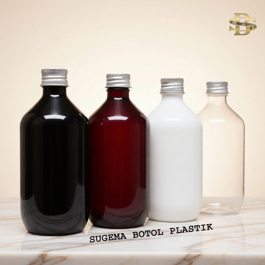 Botol Plastik 300 Ml Mada Varian Warna Tutup Ulir Alumunium Silver / Botol 300ml Mada + Tutup Ulir S