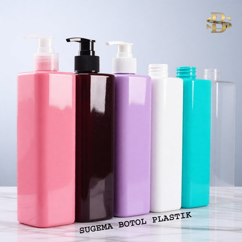 Botol Pump 500ml Kotak Putih Pet Plastik Tebal / Botol Pump Lotion 500 Ml Model Kotak