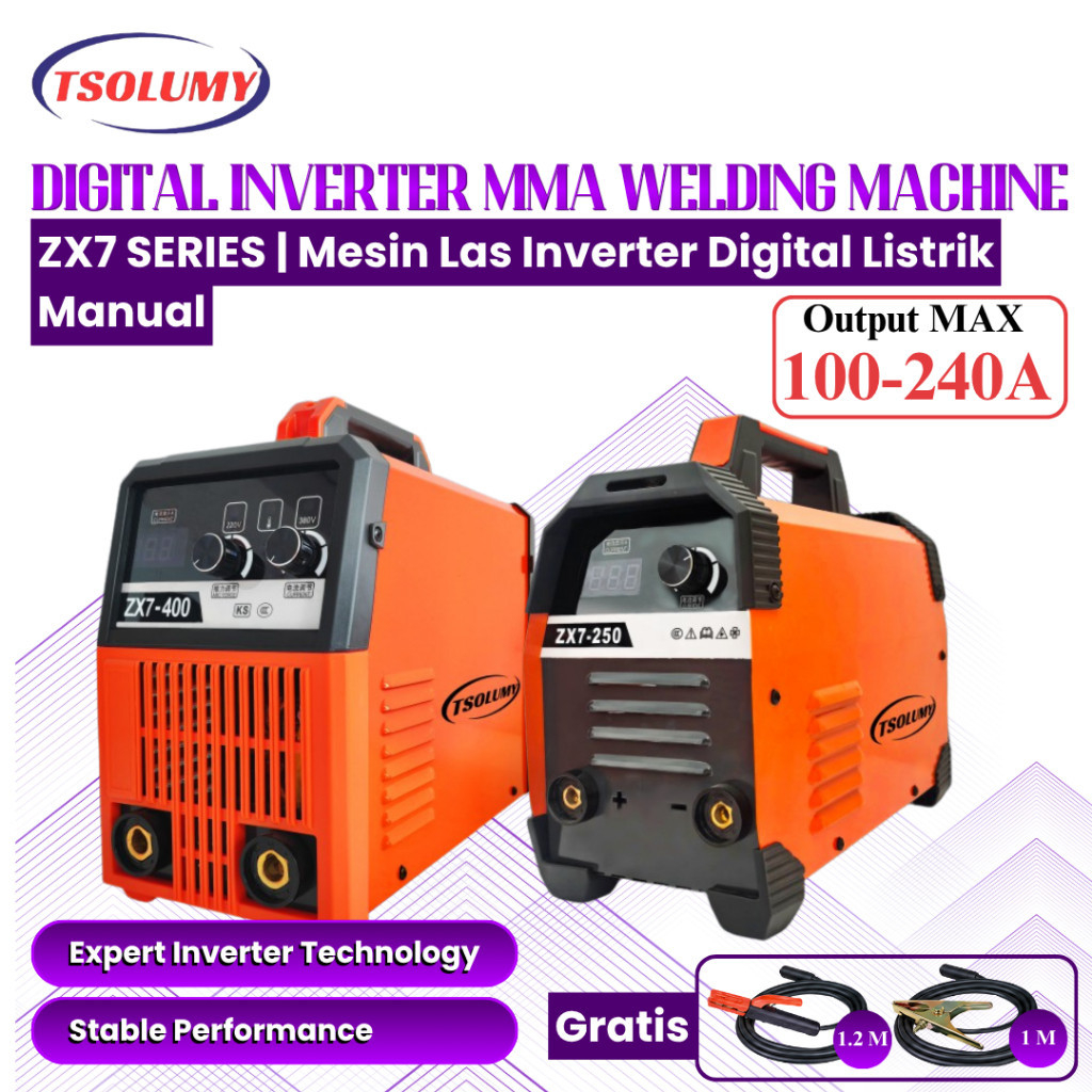 TSOLUMY Mesin Las Inverter Digital MMA Mesin Las Listrik IGBT ZX7-225 ZX7-250 ZX7-285 ZX7-315 ZX7-40