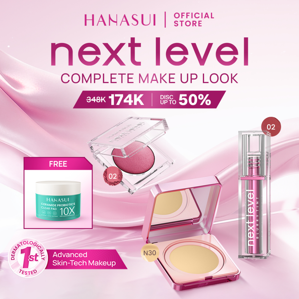 [FREE CLEAR PAD] HANASUI Complete Make Up Look – Bundle Makeup Cushion + Blush + Lip FREE Ceramide C