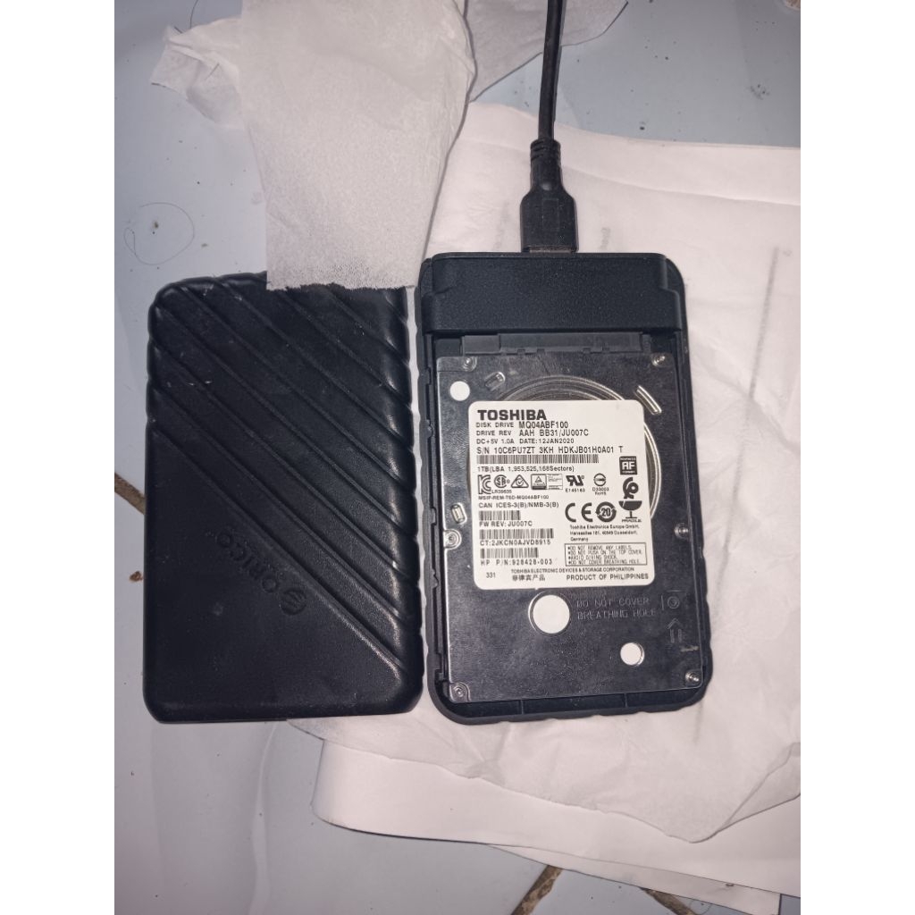 harddisk laptop 1tb rusak merk Toshiba