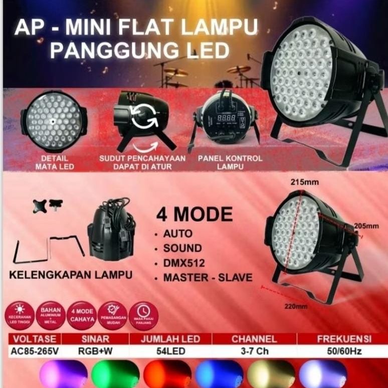 LAMPU PAR LED 54x3 WATT RGBW FULL COLOUR 2LINE / LAMPU DISCO / LAMPU PANGGUNG - PAR LED 54X3W