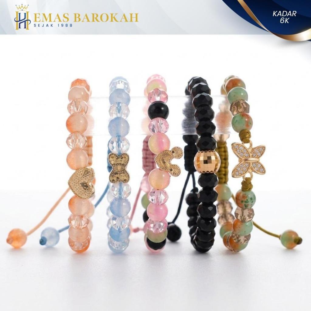 GELANG EMAS SERUT VARIASI MANIK KRISTAL KADAR 6K