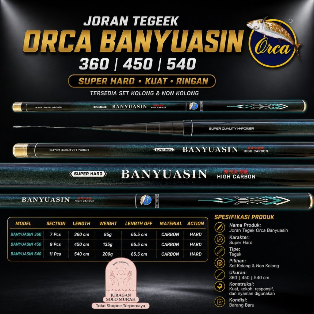 JORAN TEGEK ORCA BANYUASIN 360 450 540 SUPER HARD SET KOLONG & NON KOLONG