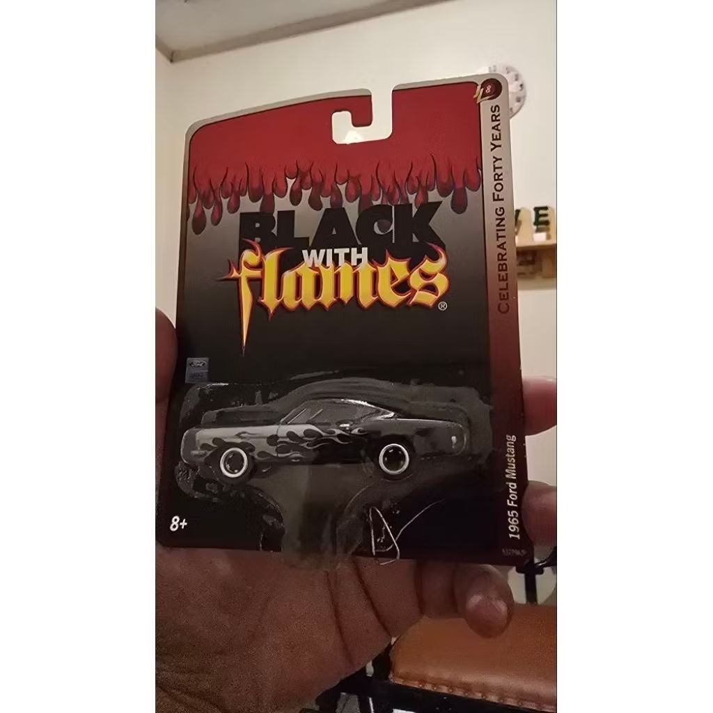 ​Johnny Lightning Black With Flames 1965 Ford Mustang Diecast 1/64 Rare