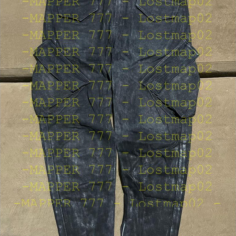 Julius_7 like* Waxed Gas Mask Heavy Denim Cargo Pants Celana