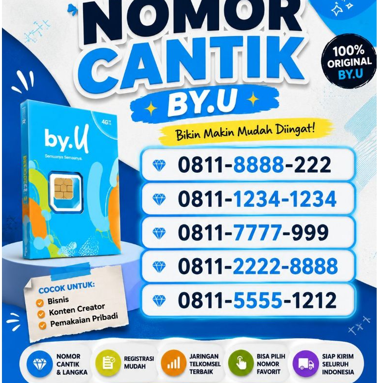 SIM Card by.U Nomor Cantik 0811 untuk Bisnis Konten Creator dan Pribadi