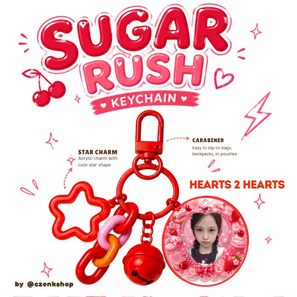 Hearts2Hearts Sugar Rush Keychain Gantungan Kunci Akrilik Cute Carabiner | Bag Charm Tas Carmen Stel