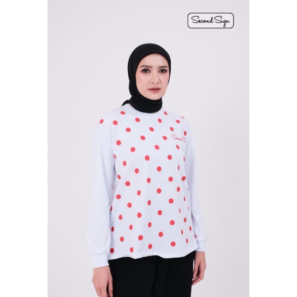 POLKADOT BASIC TOP BY SECOND SIGN/KAOS WANITA POLKADOT SECOND SIGN ORIGINAL
