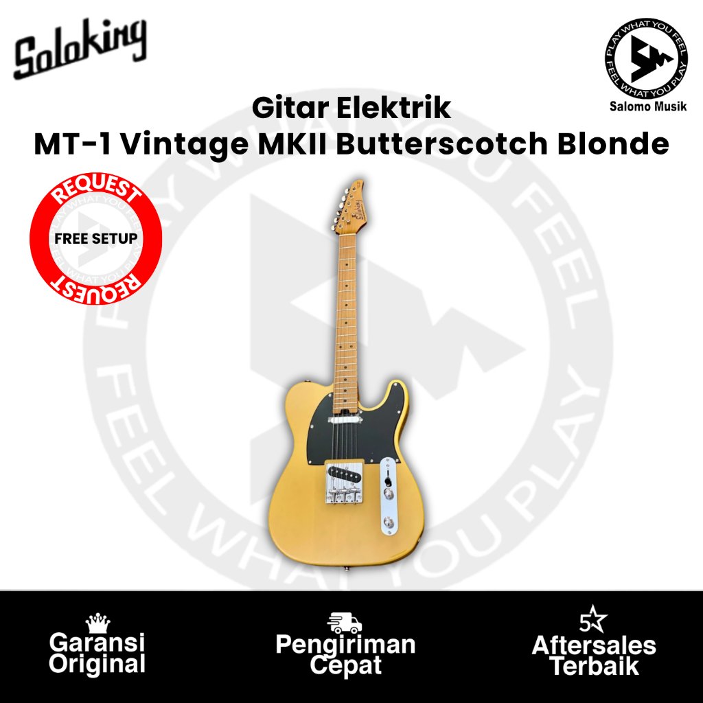 Gitar Elektrik Soloking MT-1 Vintage MKII T-Style Roasted Maple Neck Butterscotch Blonde Original