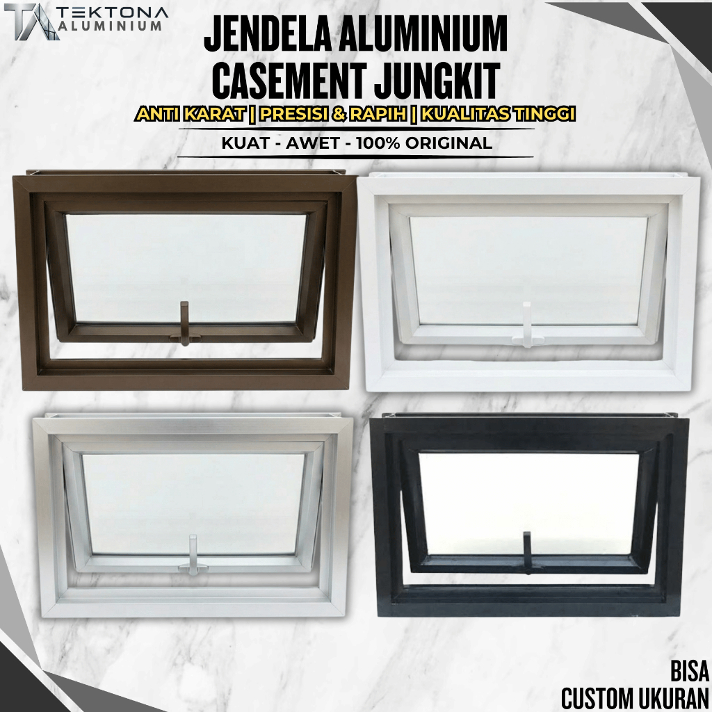 Jendela aluminium casement 50x30 50x40 50x50 60x50 80x50  jendela almunium boven jungkit