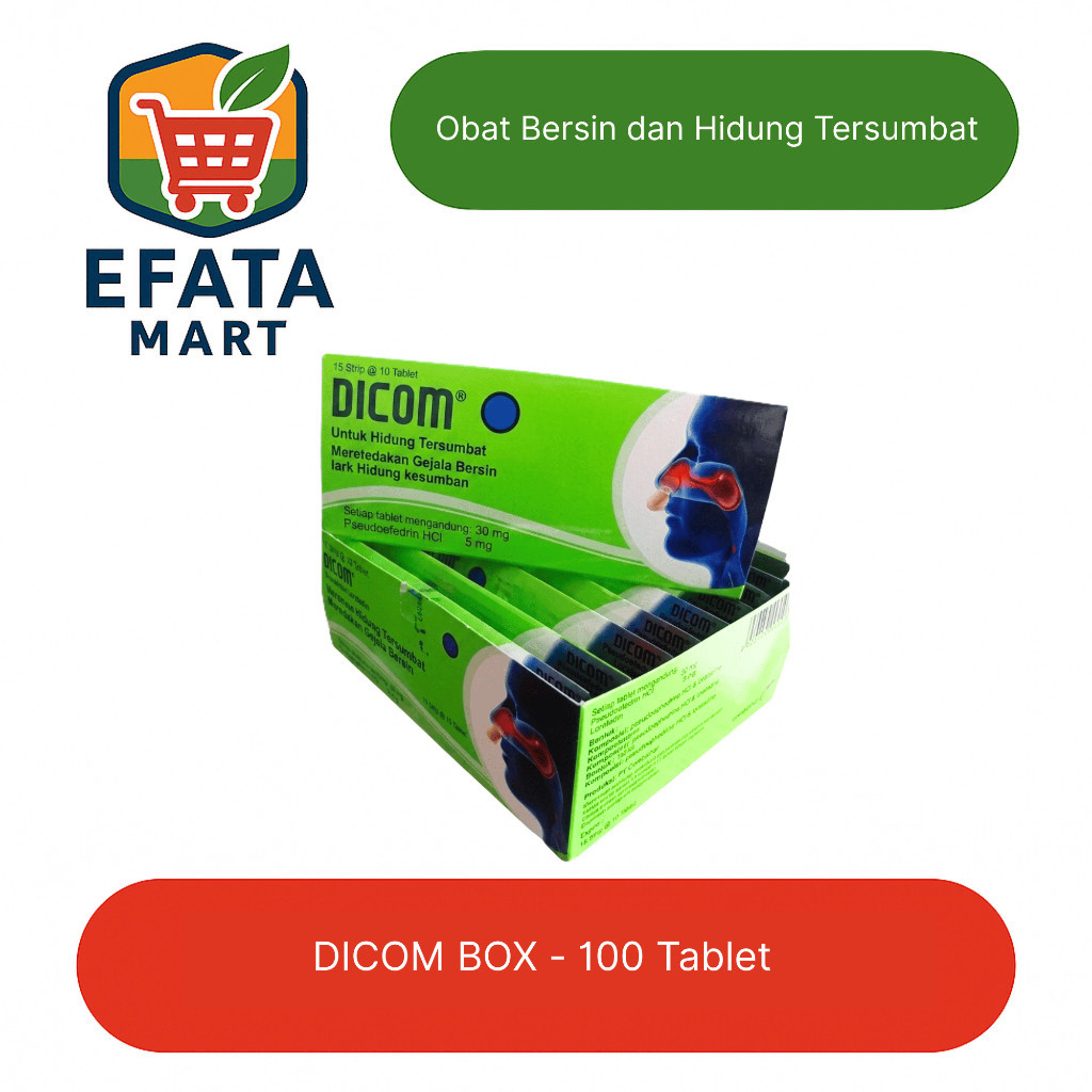 Dicom Box Isi 100 Tablet | Dicom Tablet | Obat Bersin-Bersin | Obat Flu | Hidung Tersumbat