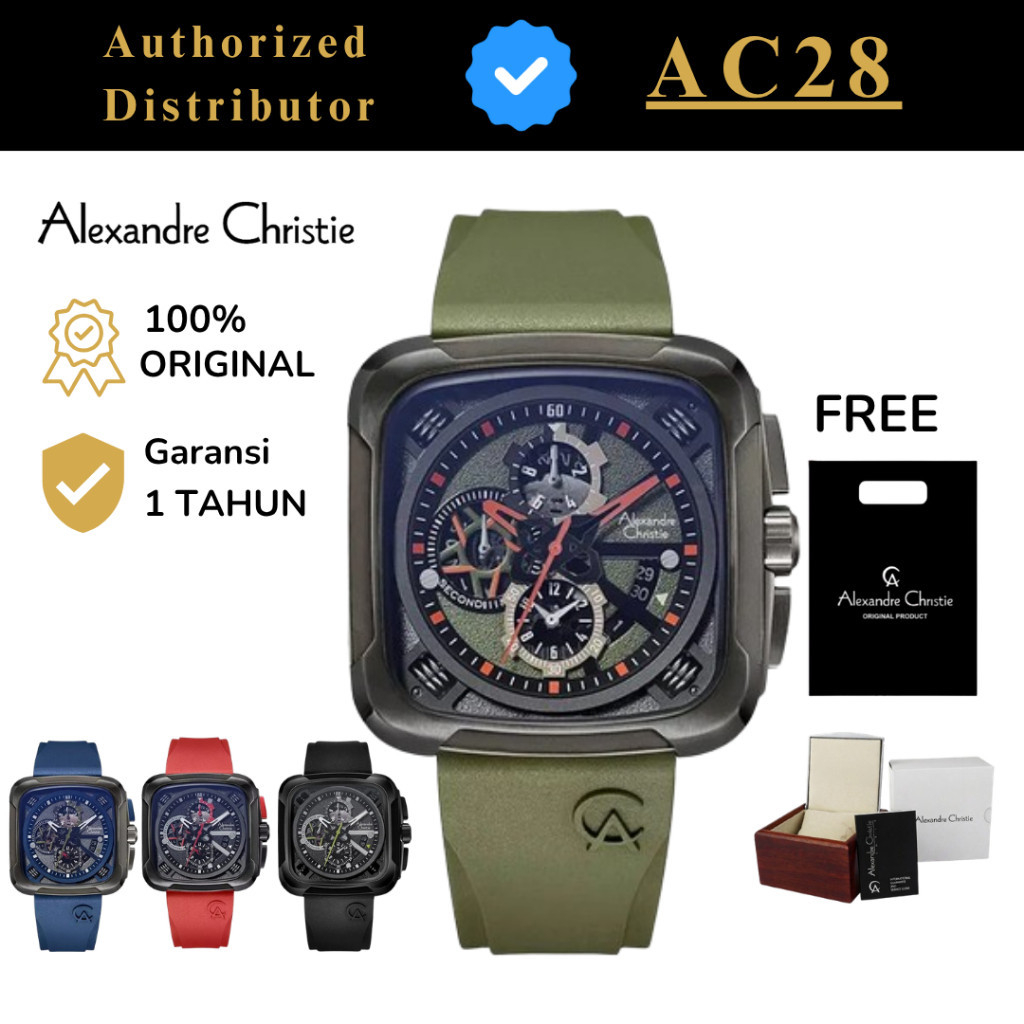 Jam Tangan Pria Alexandre Christie AC 6577 / AC6577 Rubber Original Garansi 1 Tahun