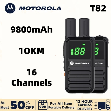 HT 2 Unit Motorola T82 Dua Jalan Pasangan Radio Dengan Band UHF Walkie Talkie Jangka Panjang 10KM Co