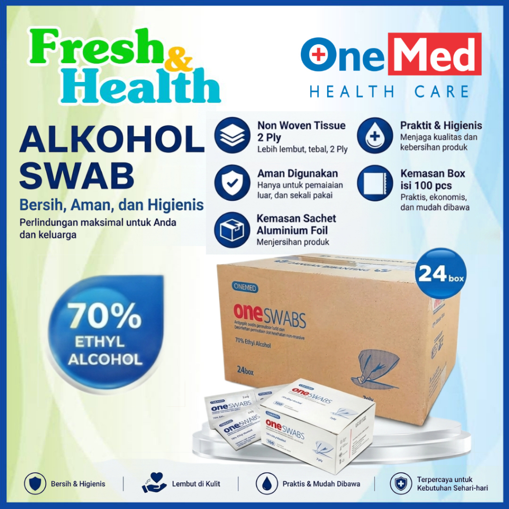 One Swab Tissue Alkohol Onemed Karton Isi 24 Box