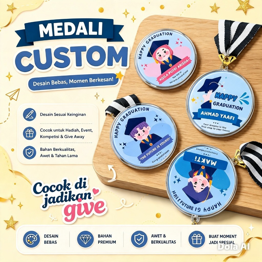 MEDALI CUSTOM | MEDALI WISUDA | MEDALI HARI GURU |