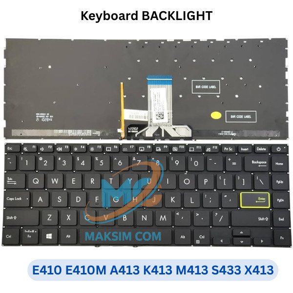 Keyboard Asus E410 E410M E410MA L410MA E410KA Baru Backlight Hitam