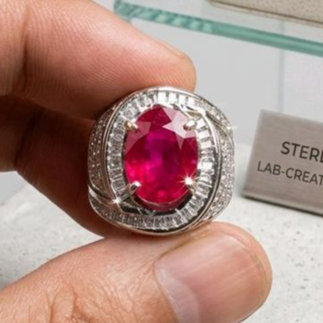 Natural Cincin Permata Ruby Burma Crystal Corundum + Memo