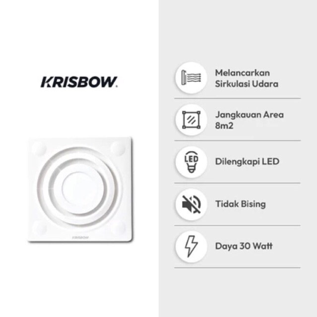 AZKO KRISBOW EXHAUST FAN PLAFON DENGAN LED 8INC/AZKO KRISBOW CEILING EXHAUST 8INC W/LED/EXHAUST PLAF