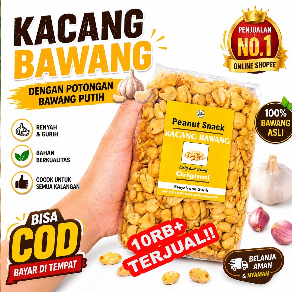 Promo (COD) 500grm Kacang Bawang Original Kota Wonogiri